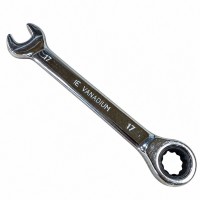 Ключ комбинированный профессиональный с трещоткой 17 мм Cr-V INTERTOOL XT-1357